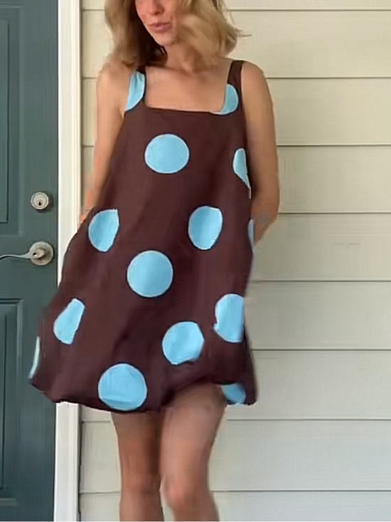 Anthropologie Dresses & Skirts - Anthropologie Maeve Maeve Poplin Bubble Mini Dress in Polka Dot Brown / Blue NWT